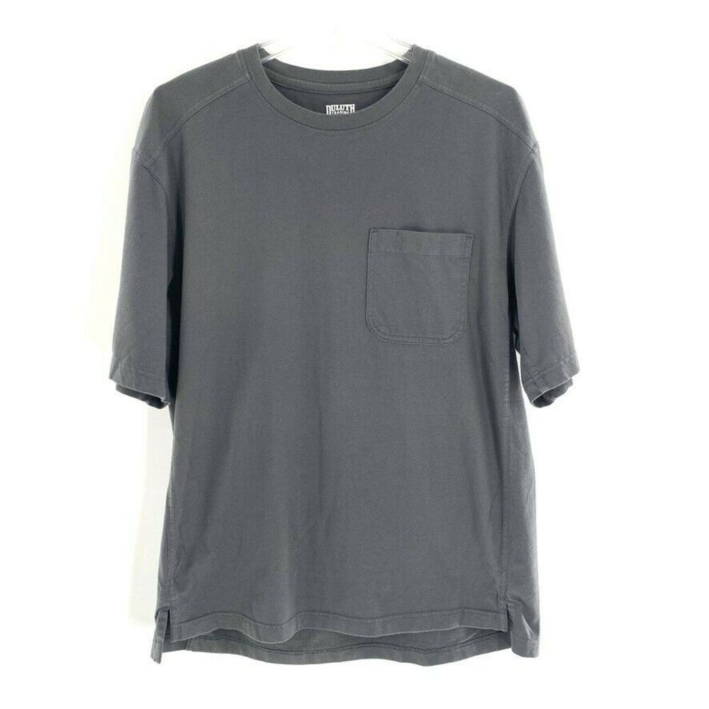 Duluth Trading Co Longtail T-Shirt‎ Cotton Gray Front Pocket M